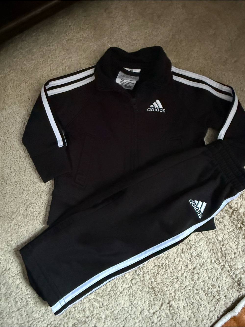 Adidas Baby Black Track Pants - Black with White Stripes size 6 months